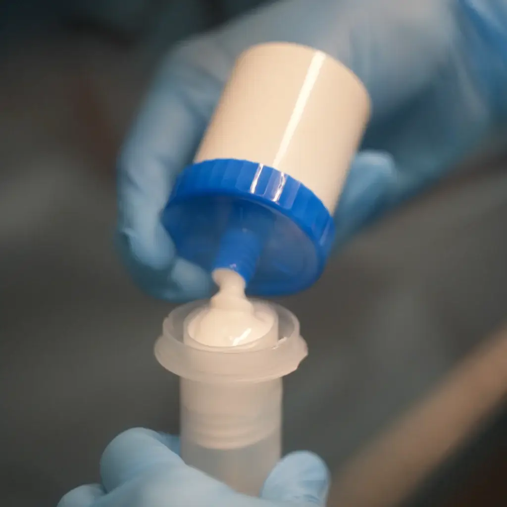 cream being squeezed out into a tube image